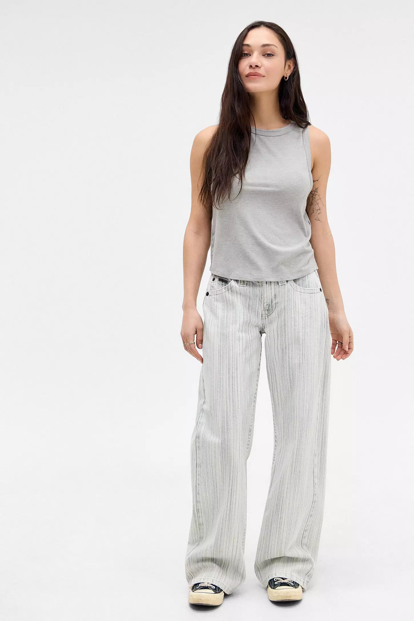 Gestreifte Low Rider-Jeans